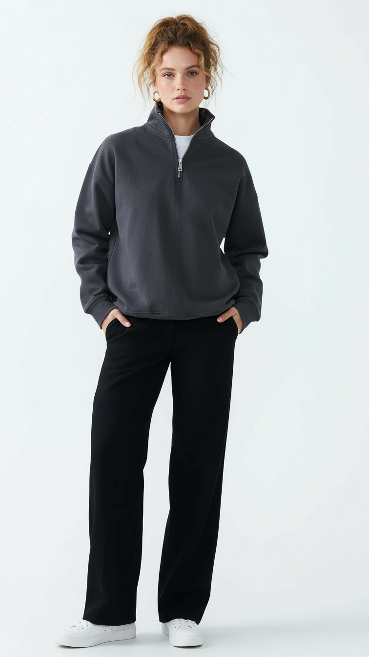 14 OZ Women's Oversized Heavyweight Fleece Quarter-Zip