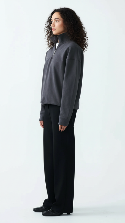 14 OZ Women's Oversized Heavyweight Fleece Quarter-Zip