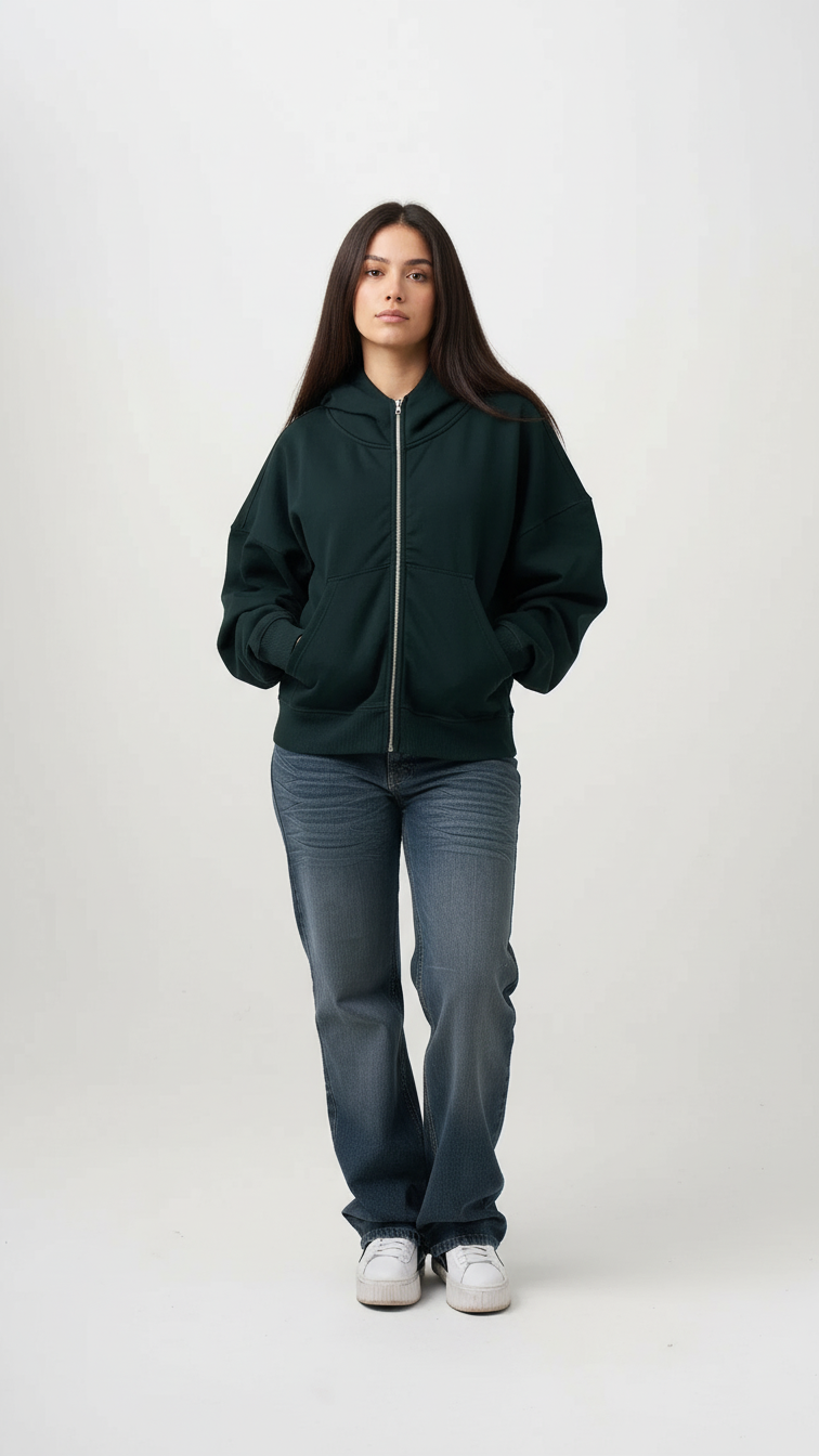 14 OZ Women's Heavyweight Full-Zip Hooded Sweatshirt