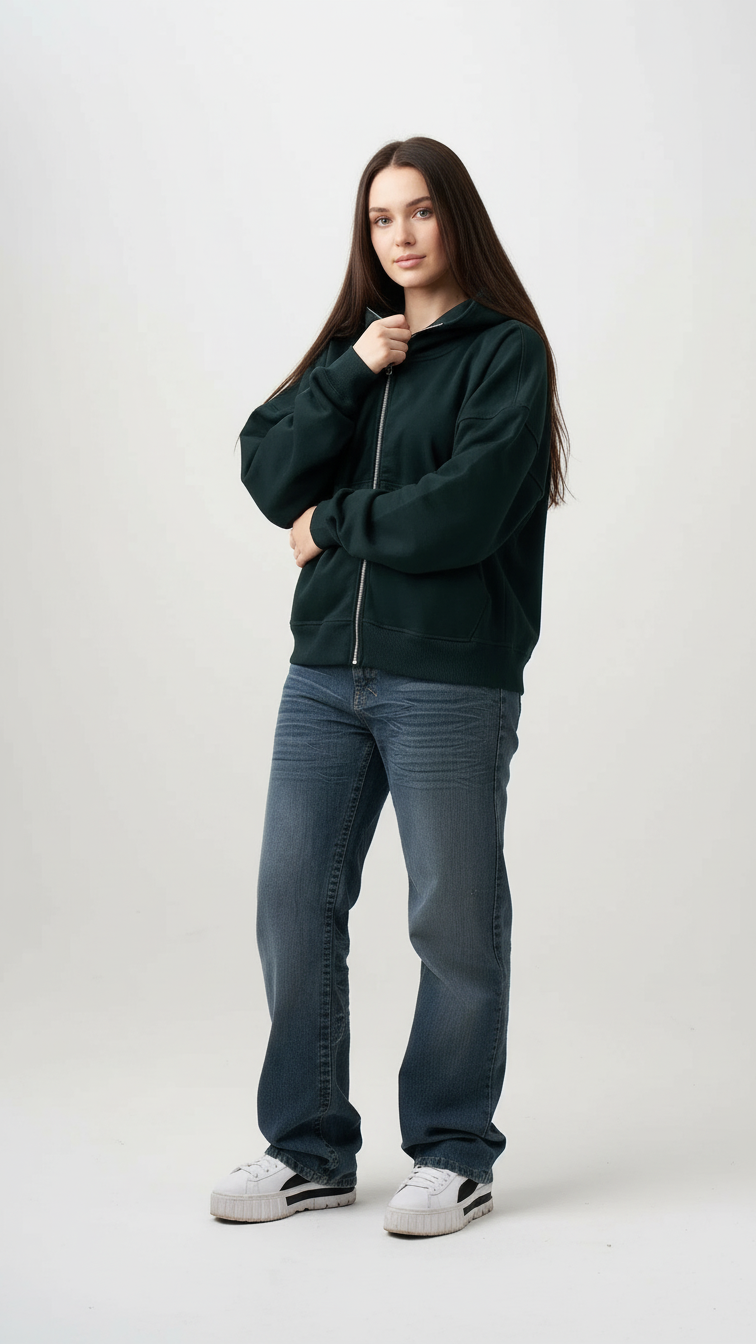 14 OZ Women's Heavyweight Full-Zip Hooded Sweatshirt