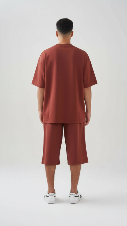 10 OZ Mock-Neck Oversized Interlock T-Shirt And Long Short Set