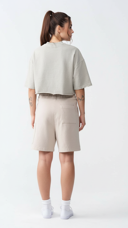 10 OZ Oversized French Terry Garment Dyed Crop Top T-shirt