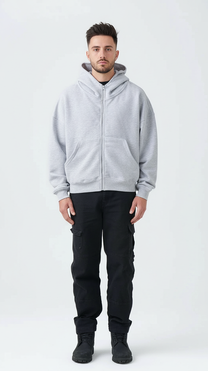 14 OZ Oversized Boxy Cropped Heavyweight Full-Zip Sweatshirt