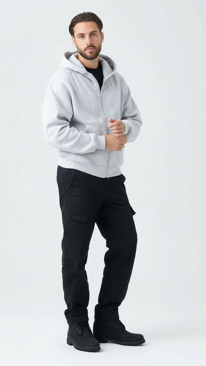 14 OZ Oversized Boxy Cropped Heavyweight Full-Zip Sweatshirt