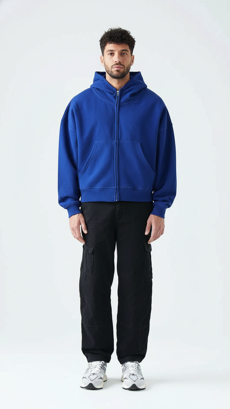 14 OZ Oversized Boxy Cropped Heavyweight Full-Zip Sweatshirt