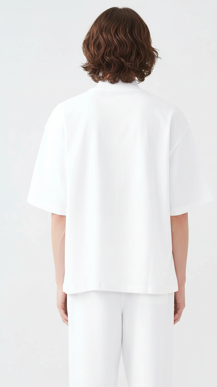 7.5 OZ Mock Neck Peached French Terry Oversized Boxy T-Shirt