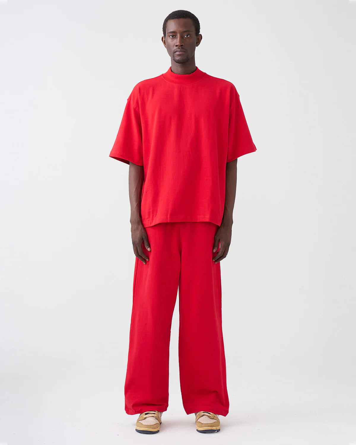 7.5 OZ Peached French Terry Mock Neck Oversized Boxy Tee and Oversized Open Leg Sweatpants