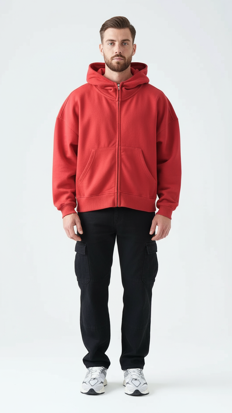 14 OZ Oversized Boxy Cropped Heavyweight Full-Zip Sweatshirt