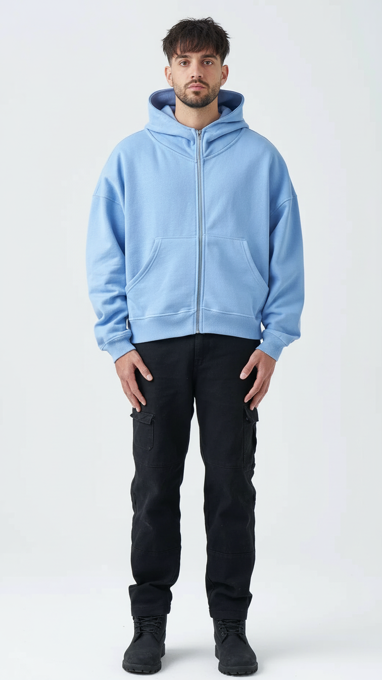 14 OZ Oversized Boxy Cropped Heavyweight Full-Zip Sweatshirt
