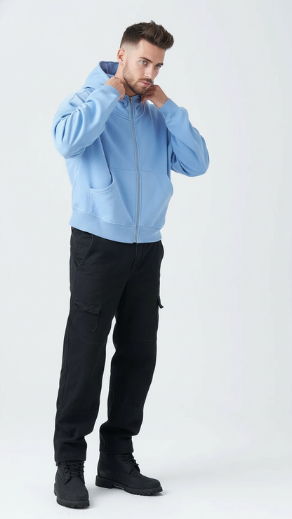 14 OZ Oversized Boxy Cropped Heavyweight Full-Zip Sweatshirt