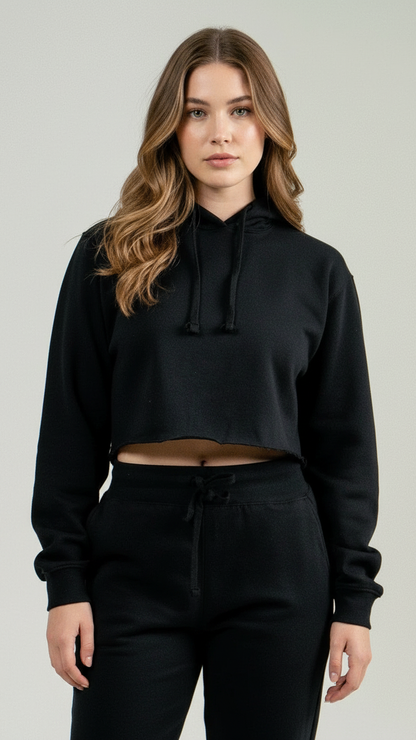 Black Hooded Crop Top
