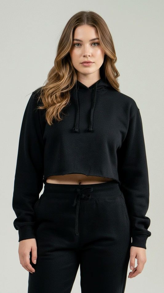 Black Hooded Crop Top
