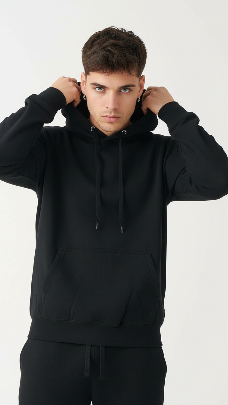 Black Heavy Blend Fleece Hooded Sweatshirt