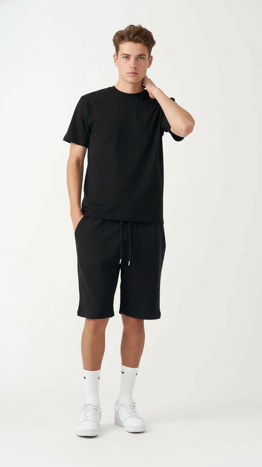 Black T-Shirt And Short Set