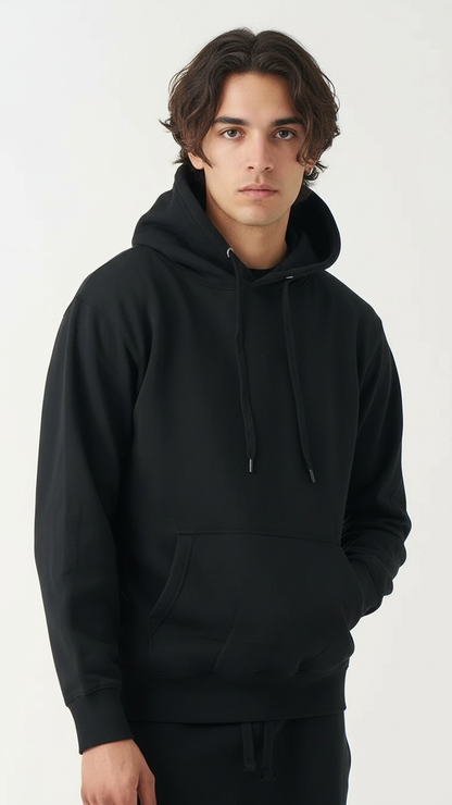 Black Heavy Blend Fleece Hooded Sweatshirt