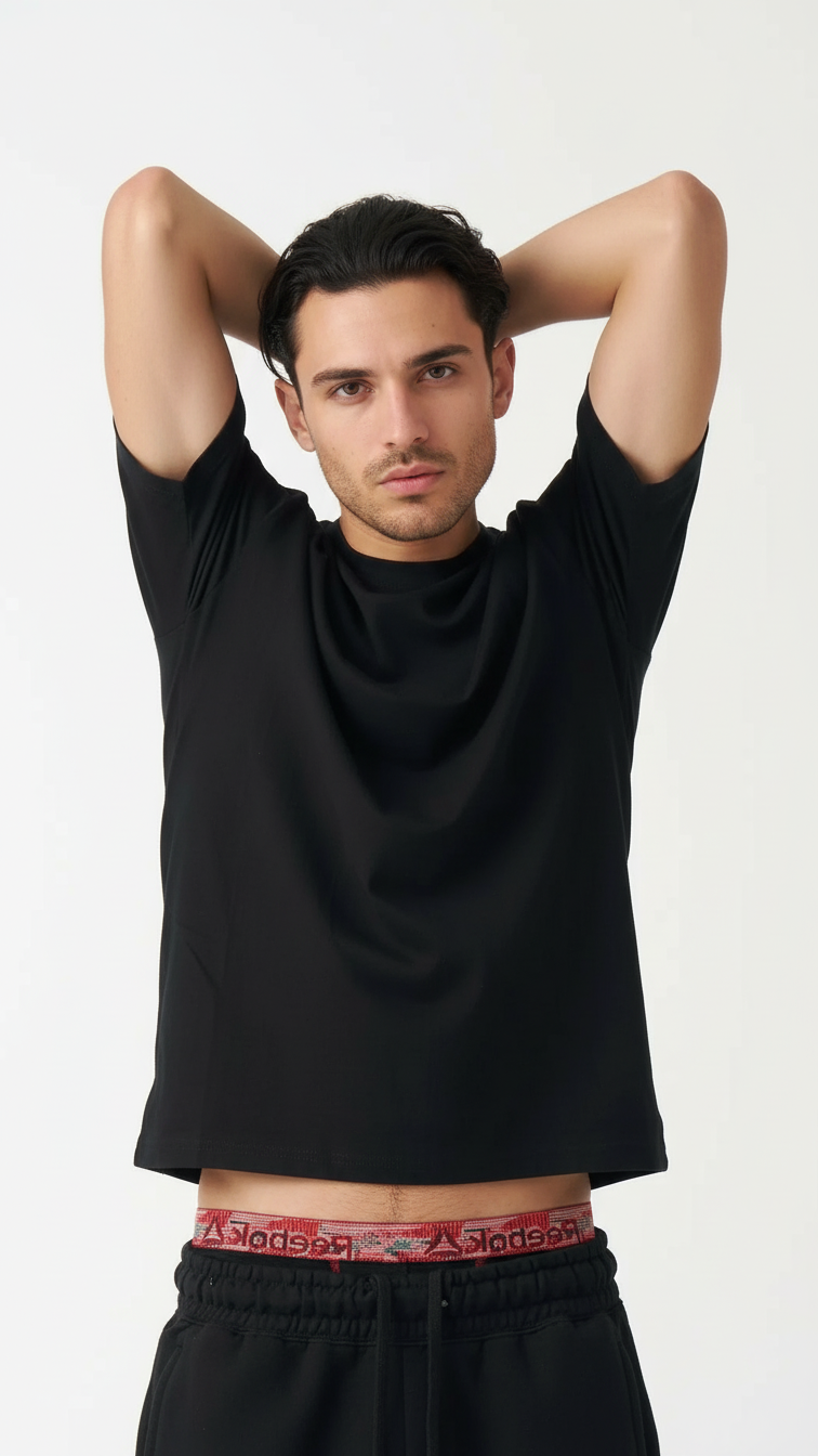 Black Combed Cotton T-Shirt