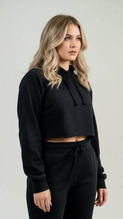 Black Hooded Crop Top