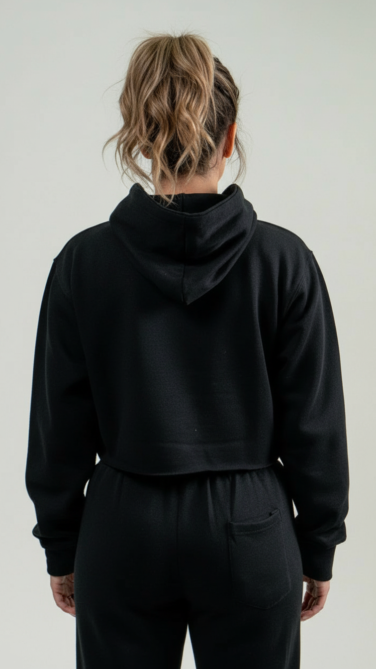 Black Hooded Crop Top