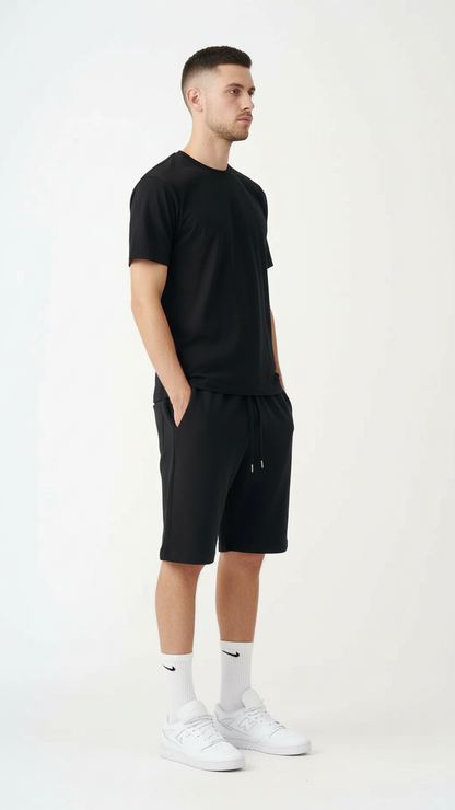 Black T-Shirt And Short Set