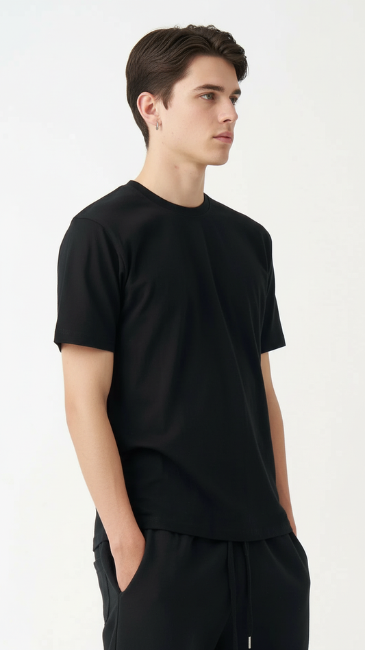 Black Combed Cotton T-Shirt