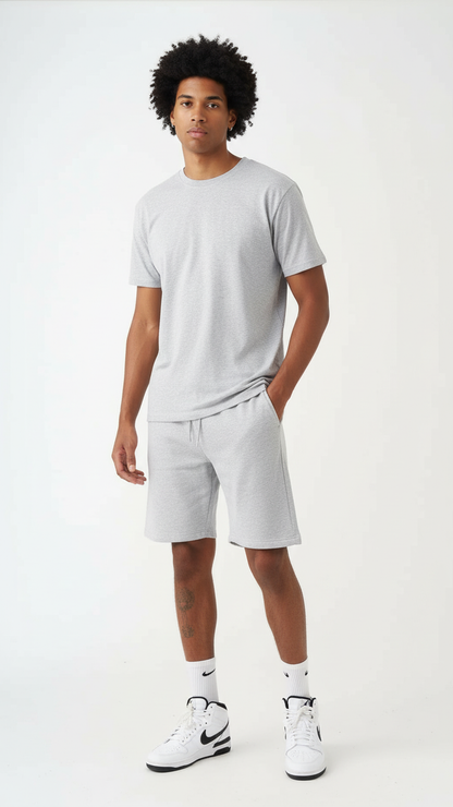 Gray T-Shirt And Short Set