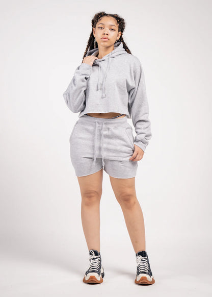 Crop Top Fleece Short Set